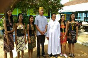 Mgr. Riana visiting our school in Tumbang Titi, Ketapang.