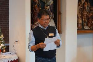 Bro. theo gave his speach during the Christmas celebration.